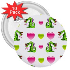 Dragons And Hearts 3  Buttons (10 Pack)  by IIPhotographyAndDesigns