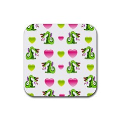 Dragons And Hearts Rubber Coaster (square)  by IIPhotographyAndDesigns