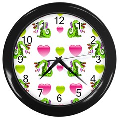 Dragons And Hearts Wall Clock (black) by IIPhotographyAndDesigns