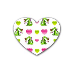 Dragons And Hearts Rubber Coaster (heart)  by IIPhotographyAndDesigns