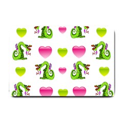 Dragons And Hearts Small Doormat  by IIPhotographyAndDesigns