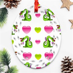 Dragons And Hearts Ornament (oval Filigree) by IIPhotographyAndDesigns