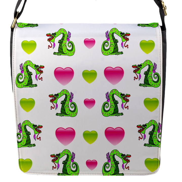 Dragons And Hearts Flap Messenger Bag (S)