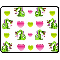 Dragons And Hearts Double Sided Fleece Blanket (medium)  by IIPhotographyAndDesigns