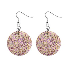 Damascus Image Purple Background Mini Button Earrings by flipstylezfashionsLLC