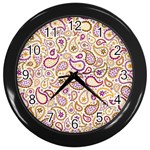 Damascus image purple background Wall Clock (Black) Front