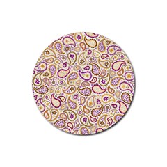 Damascus Image Purple Background Rubber Round Coaster (4 Pack)  by flipstylezfashionsLLC