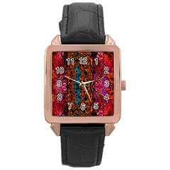 Retro Multi Colors Pattern Created By Flipstylez Designs Rose Gold Leather Watch  by flipstylezfashionsLLC