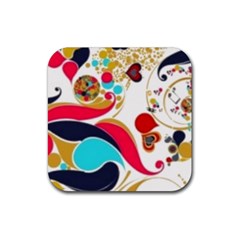 Retro Colorful Colors Splashes Rubber Coaster (square)  by flipstylezfashionsLLC