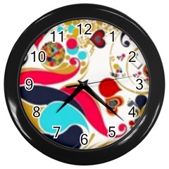 Retro Colorful Colors Splashes Wall Clock (black) by flipstylezfashionsLLC