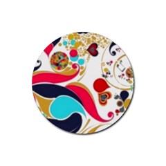 Retro Colorful Colors Splashes Rubber Coaster (round)  by flipstylezfashionsLLC