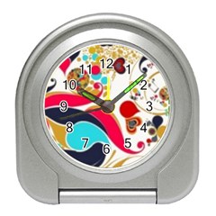 Retro Colorful Colors Splashes Travel Alarm Clock by flipstylezfashionsLLC