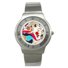 Retro Colorful Colors Splashes Stainless Steel Watch by flipstylezfashionsLLC