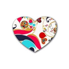 Retro Colorful Colors Splashes Rubber Coaster (heart)  by flipstylezfashionsLLC