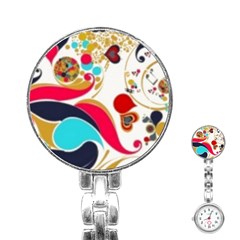 Retro Colorful Colors Splashes Stainless Steel Nurses Watch by flipstylezfashionsLLC