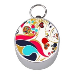 Retro Colorful Colors Splashes Mini Silver Compasses by flipstylezfashionsLLC