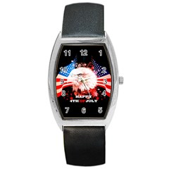 Independence Day, Eagle With Usa Flag Barrel Style Metal Watch by FantasyWorld7