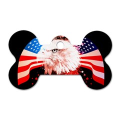 Independence Day, Eagle With Usa Flag Dog Tag Bone (one Side) by FantasyWorld7