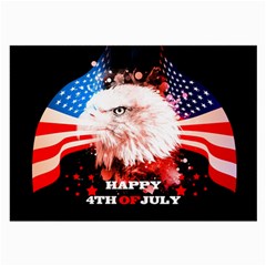 Independence Day, Eagle With Usa Flag Large Glasses Cloth (2-side) by FantasyWorld7