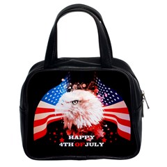 Independence Day, Eagle With Usa Flag Classic Handbags (2 Sides) by FantasyWorld7