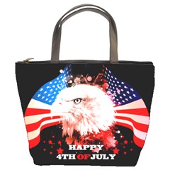 Independence Day, Eagle With Usa Flag Bucket Bags by FantasyWorld7