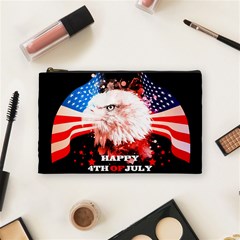 Independence Day, Eagle With Usa Flag Cosmetic Bag (medium) by FantasyWorld7