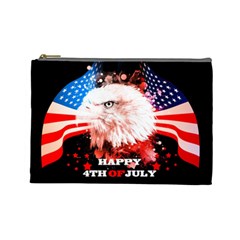 Independence Day, Eagle With Usa Flag Cosmetic Bag (large) by FantasyWorld7