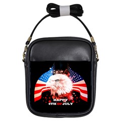 Independence Day, Eagle With Usa Flag Girls Sling Bags by FantasyWorld7