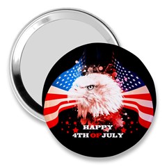 Independence Day, Eagle With Usa Flag 3  Handbag Mirrors by FantasyWorld7