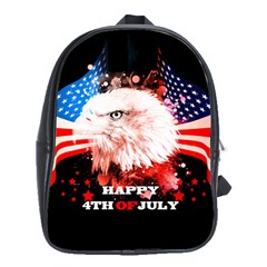 Independence Day, Eagle With Usa Flag School Bag (xl) by FantasyWorld7