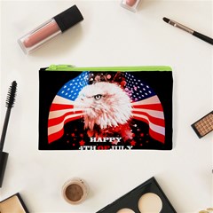 Independence Day, Eagle With Usa Flag Cosmetic Bag (xs) by FantasyWorld7