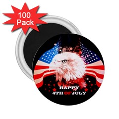 Independence Day, Eagle With Usa Flag 2 25  Magnets (100 Pack)  by FantasyWorld7