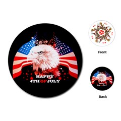 Independence Day, Eagle With Usa Flag Playing Cards (round)  by FantasyWorld7