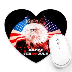 Independence Day, Eagle With Usa Flag Heart Mousepads by FantasyWorld7