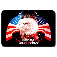 Independence Day, Eagle With Usa Flag Large Doormat  by FantasyWorld7