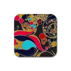 Retro Swirls In Black Rubber Coaster (square)  by flipstylezfashionsLLC