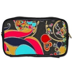 Retro Swirls In Black Toiletries Bags by flipstylezfashionsLLC