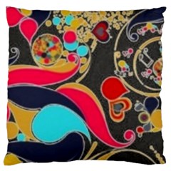 Retro Swirls In Black Large Cushion Case (one Side) by flipstylezfashionsLLC