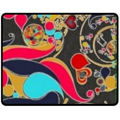 Retro Swirls In Black Double Sided Fleece Blanket (medium)  by flipstylezfashionsLLC