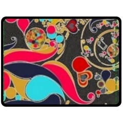 Retro Swirls In Black Double Sided Fleece Blanket (large)  by flipstylezfashionsLLC