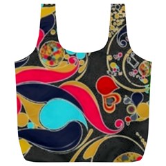 Retro Swirls In Black Full Print Recycle Bags (l)  by flipstylezfashionsLLC