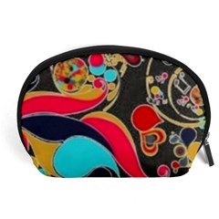 Retro Swirls In Black Accessory Pouches (large)  by flipstylezfashionsLLC