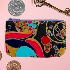 Retro Swirls In Black Large Coin Purse by flipstylezfashionsLLC