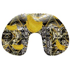 Gold Four Leaf Clover With Abstract Designs Travel Neck Pillows by flipstylezfashionsLLC