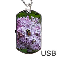 Lilac Bumble Bee Dog Tag Usb Flash (one Side) by IIPhotographyAndDesigns