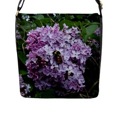 Lilac Bumble Bee Flap Messenger Bag (l)  by IIPhotographyAndDesigns