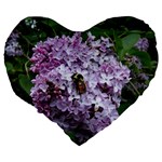 Lilac Bumble Bee Large 19  Premium Flano Heart Shape Cushions Back