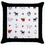 Farm Animals Throw Pillow Case (Black) Front