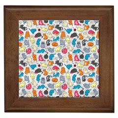 Funny Cute Colorful Cats Pattern Framed Tiles by EDDArt