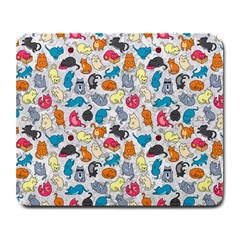 Funny Cute Colorful Cats Pattern Large Mousepads by EDDArt